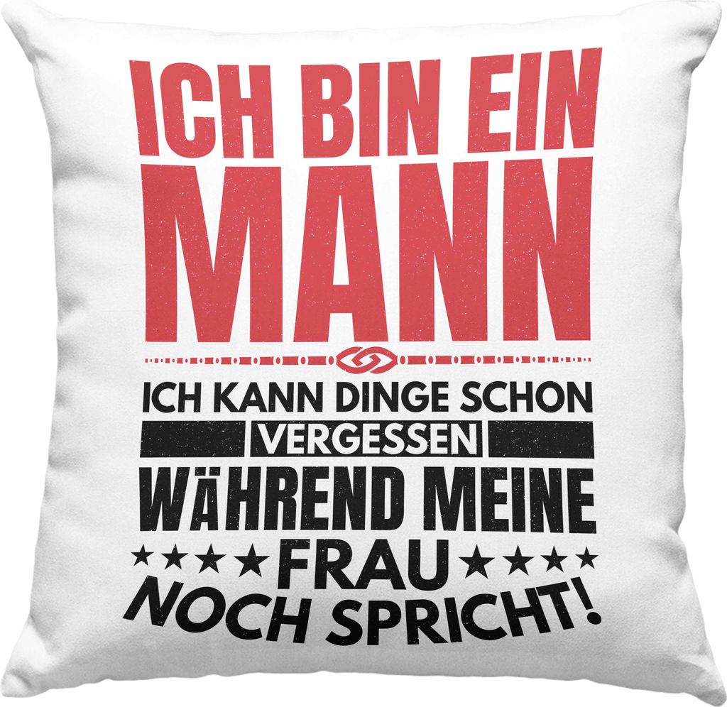Trendation - Ich Bin Ein Mann Kann Dinge Vergessen Lustige Deko-Kissen mit Füllung 40x40 Geschenk Ehemann Jahrestag Spruch (Grün)