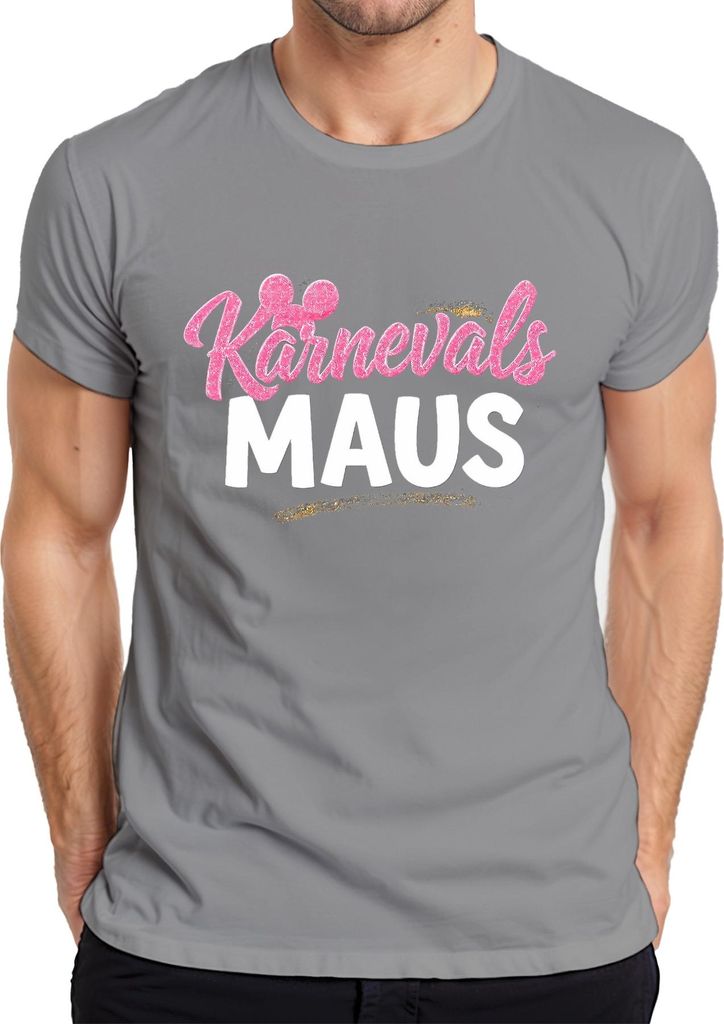 Karnevals Maus Fasching Rosa Glitzer Mäuschen Fasching Köln Party Herren T-Shirt, Grau, 3XL