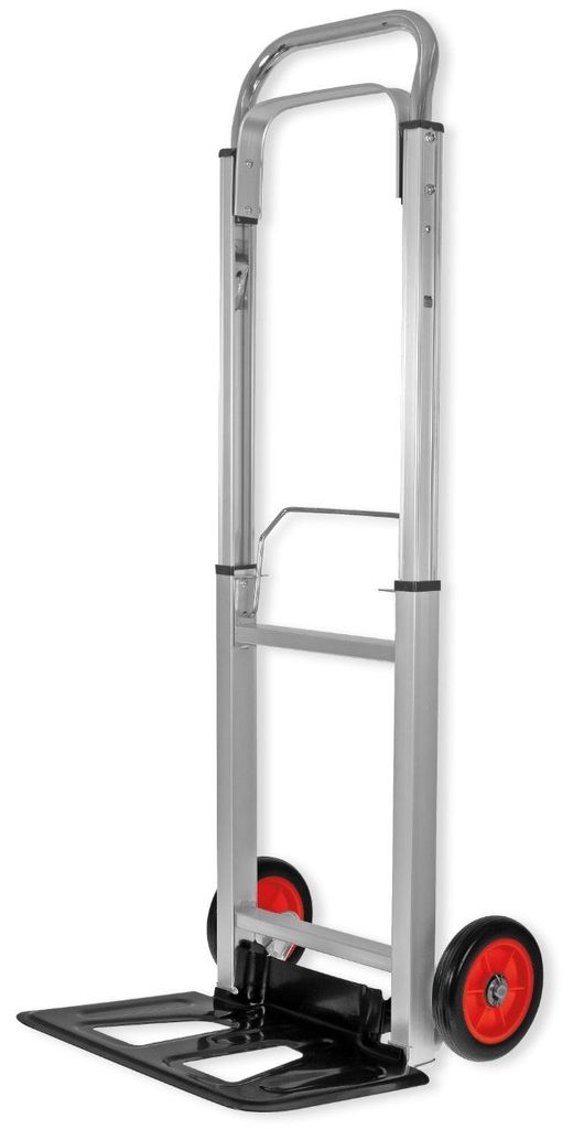WALTER Alu-Sackkarre, bis 90 kg Tragkraft, zusammenklappbar, leicht (4,6 kg), höhenverstellbar 710-1080 mm, gummierte Räder, stabil, Aluminium, k...