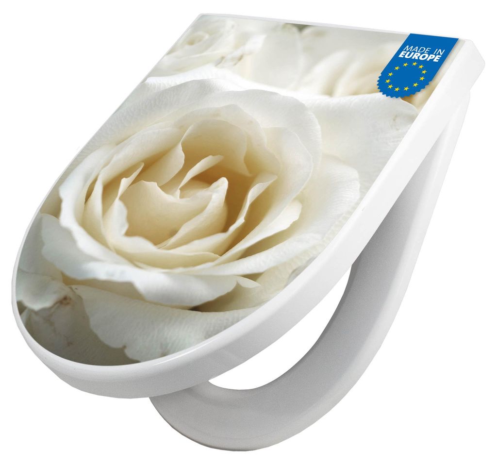 WC Sitz mit Absenkautomatik D Form Motiv White Roses [TDW3 Produktbild 