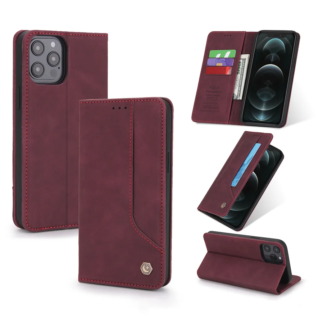 Cover iPhone 12 Pro Blu a Libro - Portafoglio Retro con Porta Carte