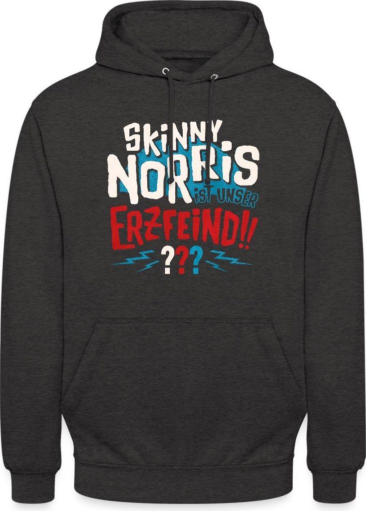Spreadshirt Die Drei Fragezeichen Skinny Norris Uni Hoodie, L, Anthrazit