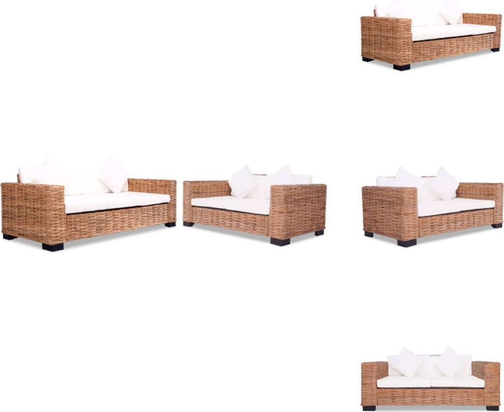 vidaXL Sofa-Set 15-tlg. Natur Rattan -  Sofas Produktbild 
