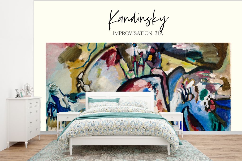 MuchoWow Fototapete für Wohnzimmer oder Schlafzimmer Wandtapete Vinyl Motivtapete Improvisation 21A - Wassily Kandinsky - 295x220 cm - Wand Tapete