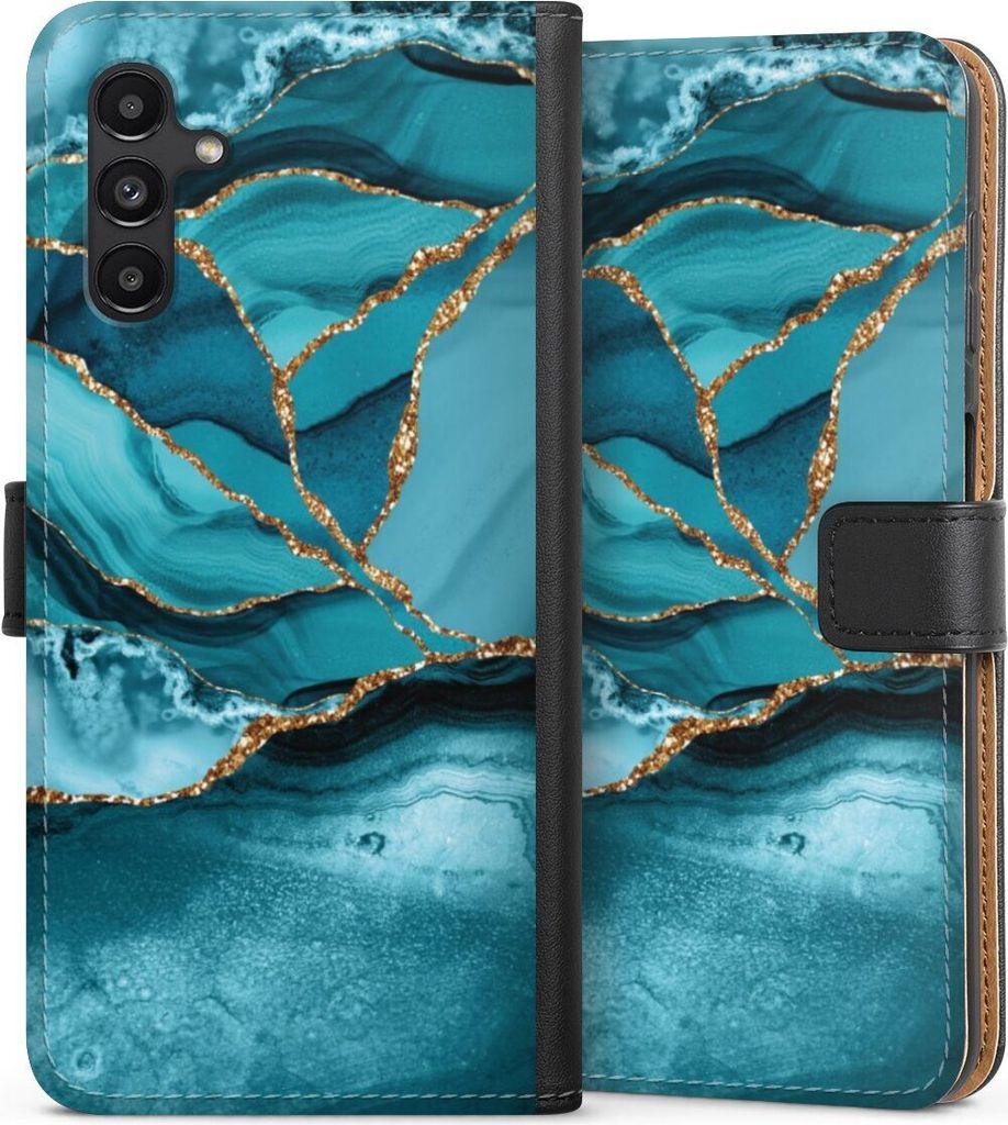 DeinDesign Klapphülle für Samsung Galaxy A04s Handytasche Lederhülle Tasche Edelstein Glitzer Look Marmor