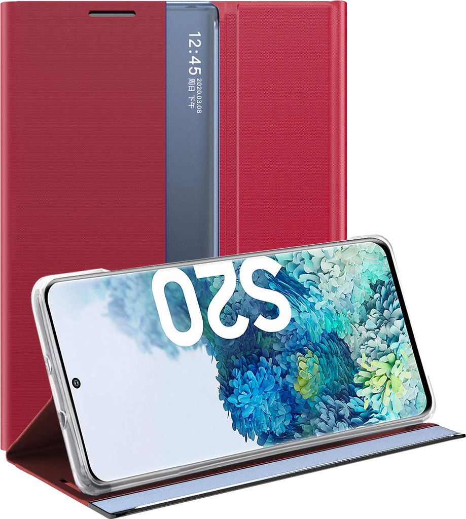 Galaxy S20 Case, étui mince en cuir avec fenêtre et support Image du produit 