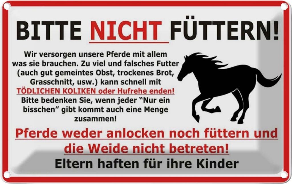 vianmo Blechschild 20x30 cm Pferd Bitte nicht füttern Tier Haustier