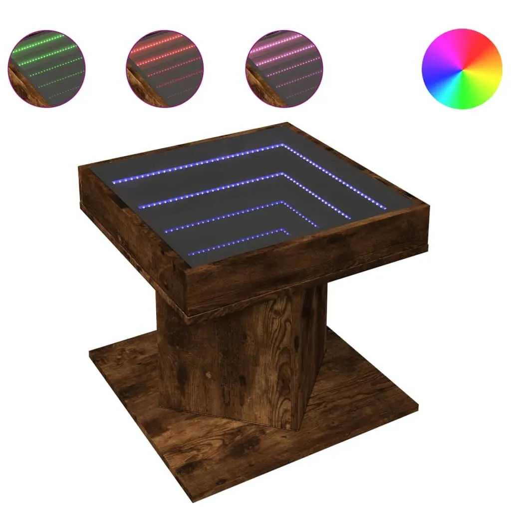 Tavolino Salotto LED Rovere Fumo 50x50x45 SYFAX™ | Arredo Moderno