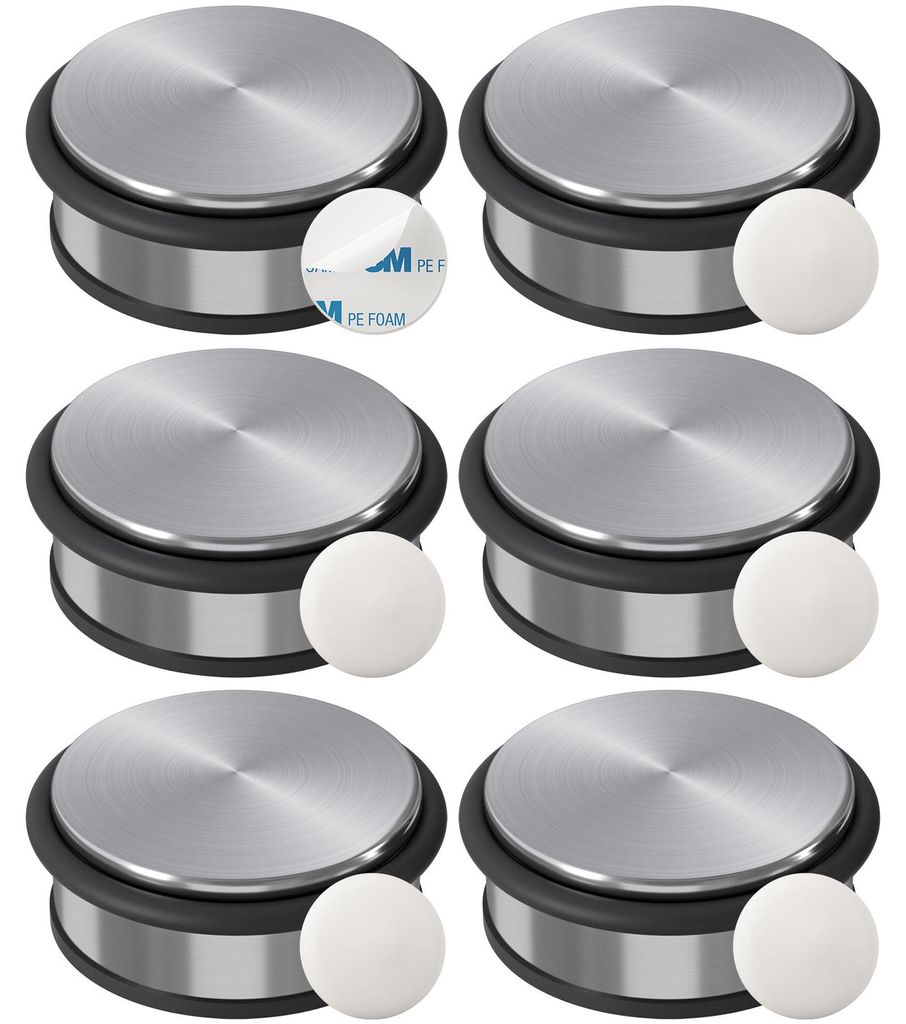 WELLGRO Türstopper Edelstahl Set 1,2 kg + Wandtürstopper für Boden & Wand – moderner Türfeststeller & door stopper, Schutz für Tür, Wand & ...