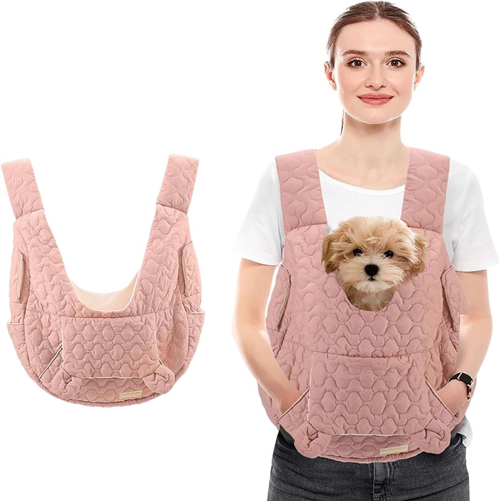 Atmungsaktive Hundetragerucksack, Verstellbar Haustiertasche, Tragbar Tiertransporttasche, Rosa