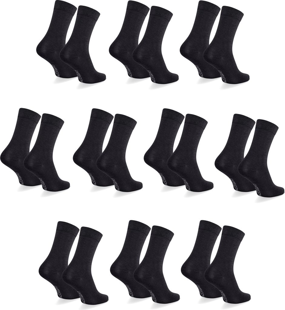 Cappuccino Italia 10 Paar Bamboe Casual Sokken Schwarz - Große 39-42