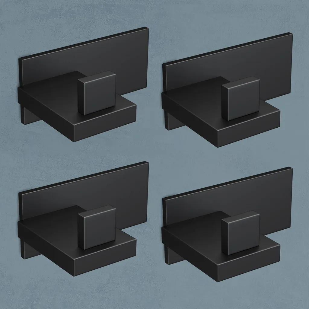 doporro Set 4 Ganci Adesivi da Parete in Acciaio Inox, Senza Forare, Antiruggine e Autoadesivi, Perfetti per Bagno, Cucina o Camera da Letto, Nero Opaco