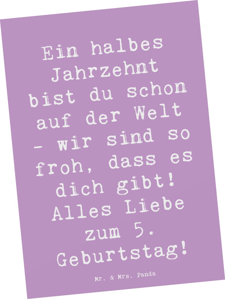 Mr. & Mrs. Panda Postkarte Spruch 5. Geburtstag Freude - Lavendeltraum - Geschenk, Happy Birthday, Jubiläum, Ansichtskarten, Alter, Postkarten, bl...