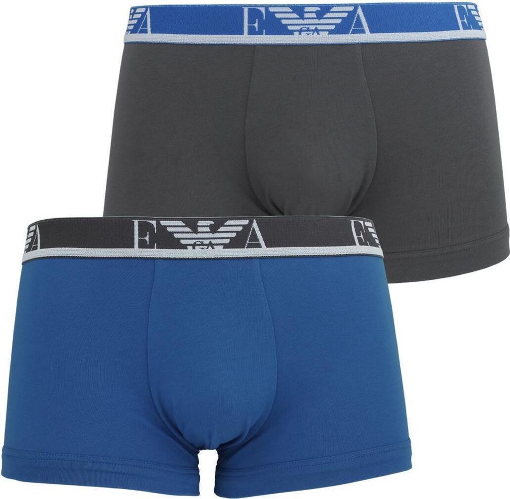 EMPORIO ARMANI Neu 2 Pack Herren Boxershorts stretch Baumwolle Gr. S Fb.Boxer Blau Grau