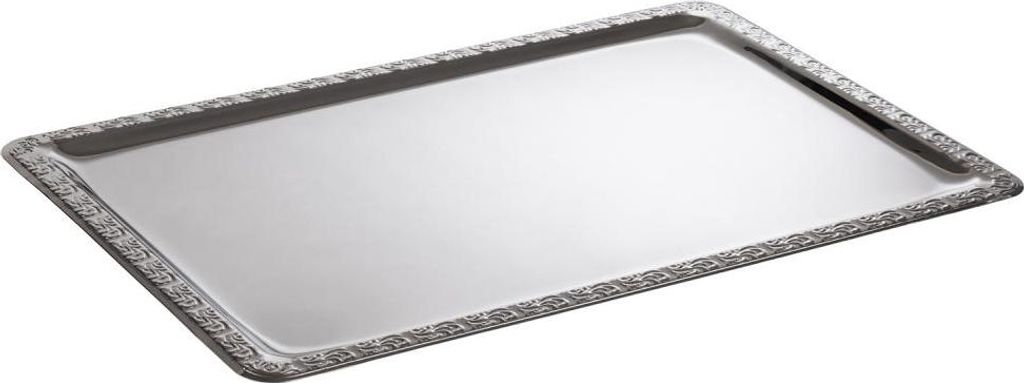 APS 385 Tablett SCHÖNER ESSEN, 60 x 40 cm, Edelstahl, mit Dekorrand, Germany
