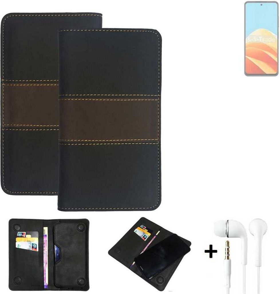 K-S-Trade Handyhülle + Kopfhörer kompatibel mit Nubia Calf 5G Schutzhülle Walletcase Bookstyle Tasche Schutz Case Hülle Wallet Cover Kunstleder