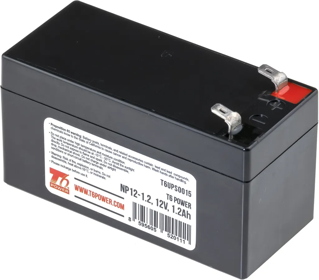 Batterie AGM 12V 1.2Ah T6 Power Haute Performance avec Terminaux F1
