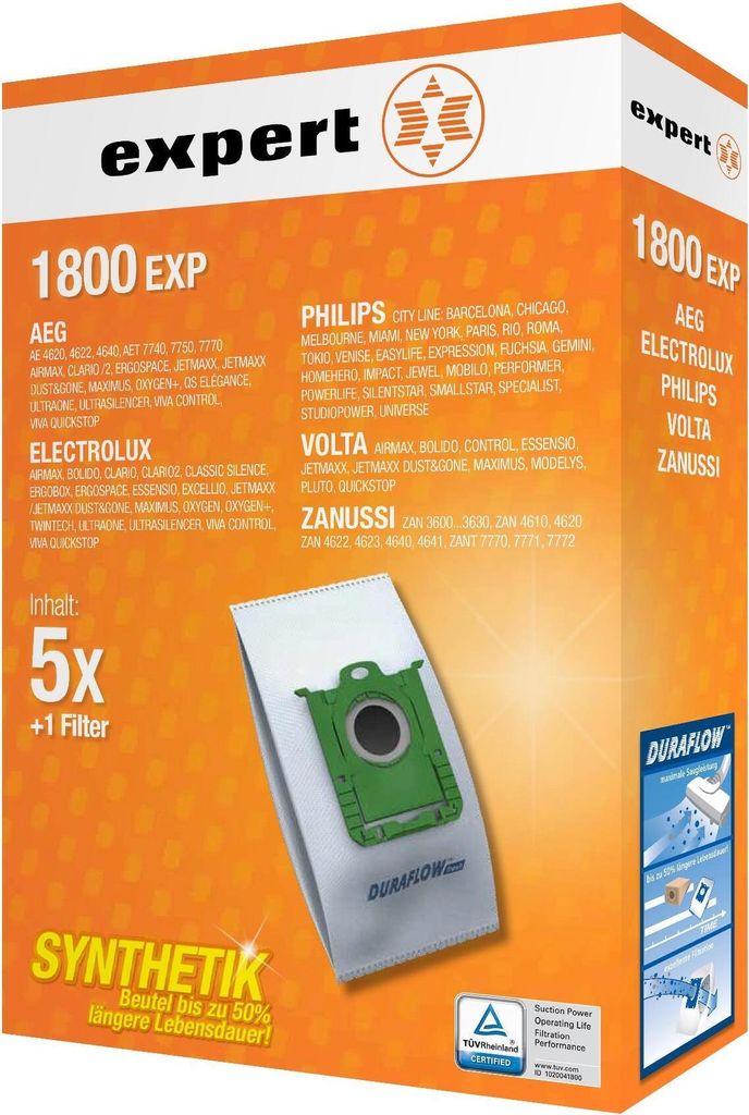 Expert 1800 EXP, Staubbeutel, Grün, Weiß, Synthetisch, 5 Produktbild 