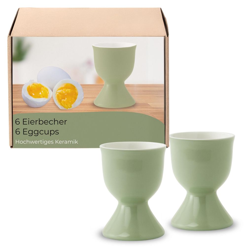 Eierbecher 6er Set, Ø 5x7 cm, in Salbeigrün aus Keramik Produktbild 