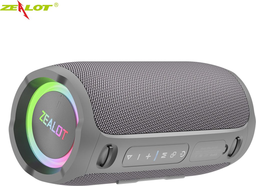 ZEALOT S76 Tragbarer kabelloser Lautsprecher BT 5.3, wasserdicht und staubdicht, 50W,TWS-Serie, Stereo, RGB-Lichteffekt,Subwoofer Mobiler Lautsprecher