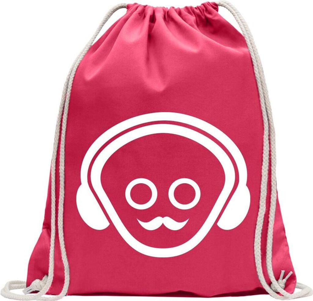 Kiwistar - Turnbeutel - pink - Mustache - Fun Rucksack Sport Beutel Gymsack Baumwolle mit Ziehgurt
