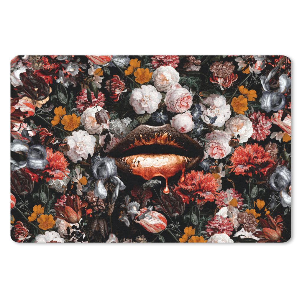 MuchoWow Mauspad Mousepad Lippen - Blumen - Farbe - Orange - Kunst - Abstrakt - Alte Meister 27x18 cm - Mousepads - Maus Mat - Pad - Mausunterlag...