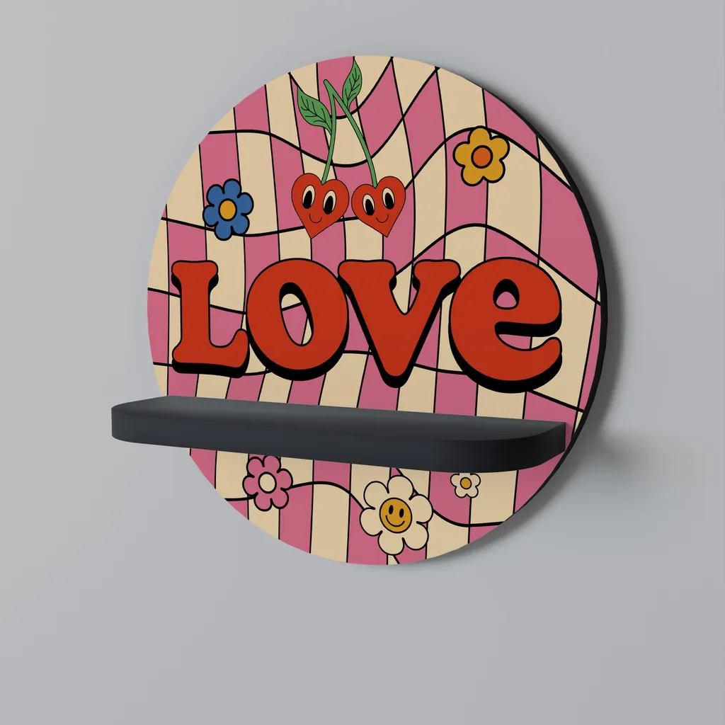 Étagère ronde noire ROCKING LOVE en métal suspendue pour salon