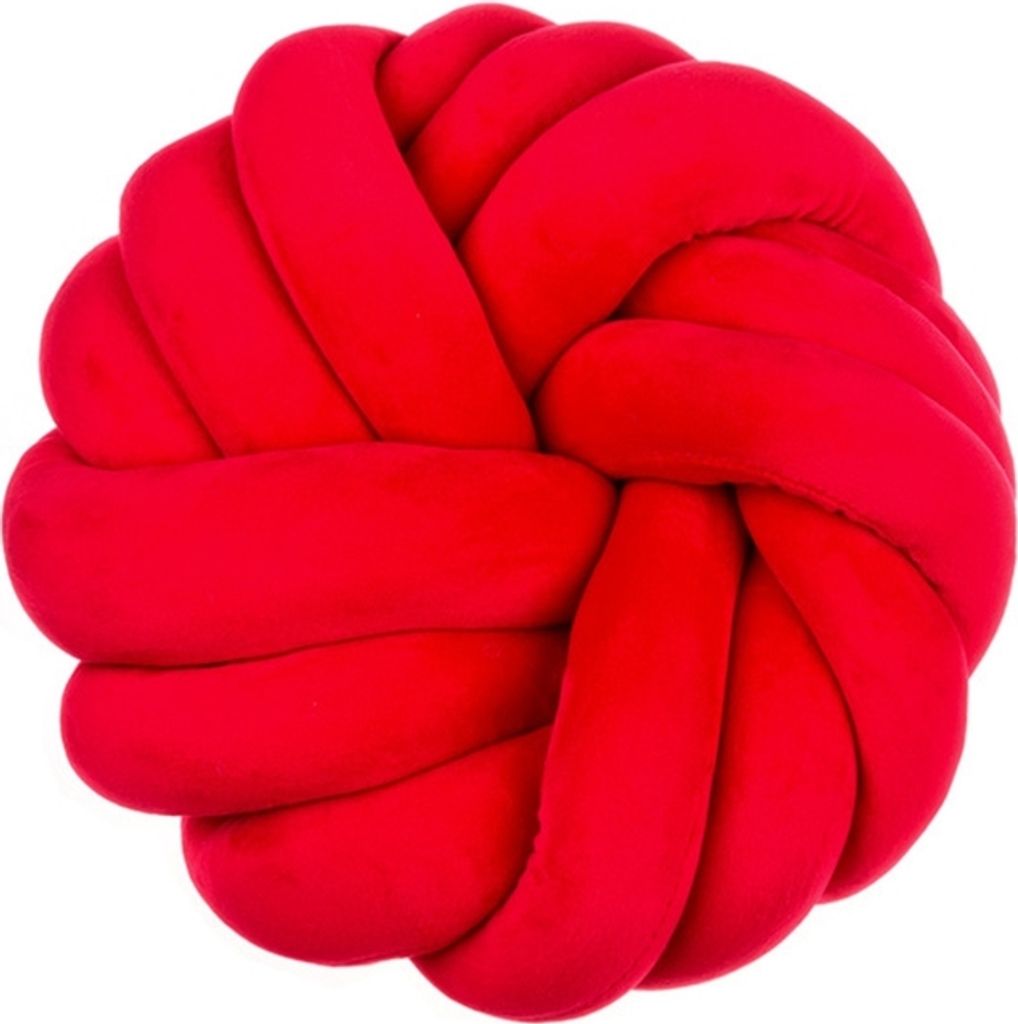 35cm Ball Dekokissen Knotenkissen Kopfkissen Nordische Einfachheit Kreativität Handweben Geknotetes Kissen Rund, Rot