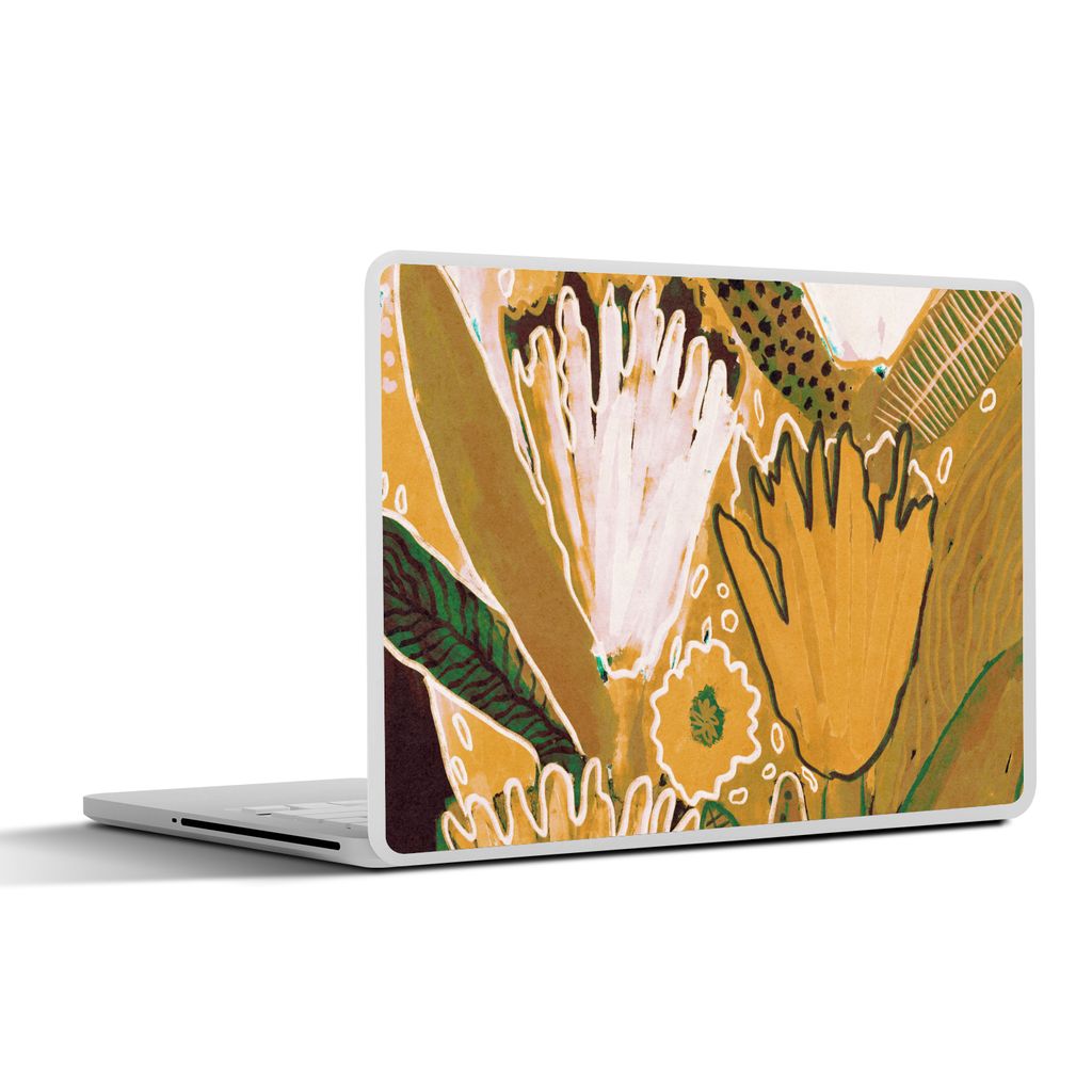 MuchoWow Laptop Aufkleber Sticker Cover Blumen - Gelb - Pflanzen 40x30 cm - Laptop Dekoration - Selbstklebend