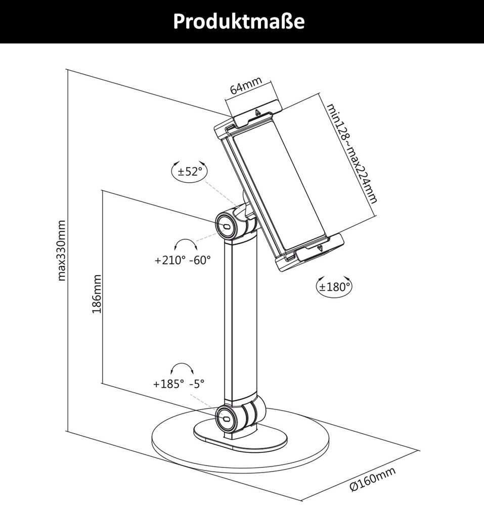 Tablet-Halterung Für Tisch – 360° Drehbar, Verstellbare Metallarme, Für IPad, Galaxy & Mehr (4,7–13,5 Zoll)