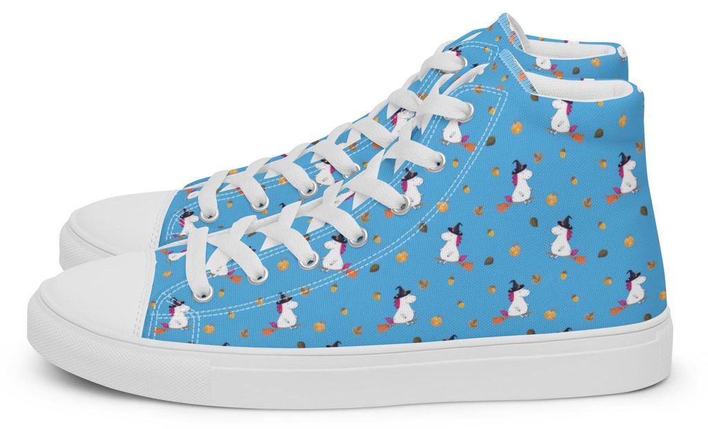 Mr. & Mrs. Panda Damen Freizeitschuhe Einhorn Hexe Größe 38 1/2 - Blau - Geschenk, Einhörner, Engel, Sportschuhe, Frau, Sneaker, High-Top, Teufe...