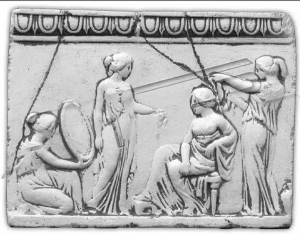 Tableau Relief Femmes Art Antique en Pierre 44x33cm Déco Murale Chic