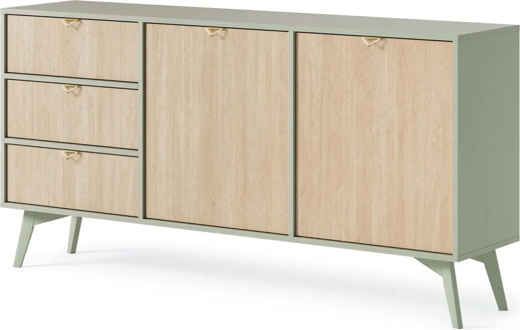Commode large MEDEA en eucalyptus et sapin - Buffet design bois naturel