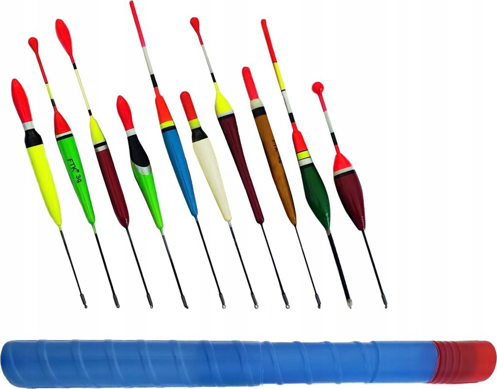 SET Balsa-Schwimmer - 10 Stück + Kunststoffröhre zur Aufbewahrung