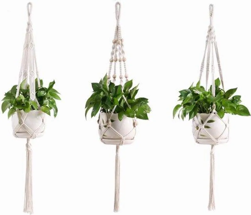 Trio de suspensions murales coton pour paniers et plantes de jardin