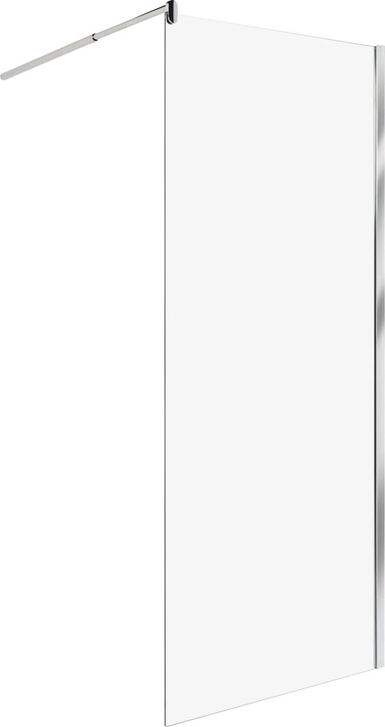 BELIANI Duschwand Silber Sicherheitsglas u. Aluminium 190 cm Hoch 80 cm Breit mit Wandprofil ohne Tür Modern Klarglas Walk-In Dusche für Badezimmer