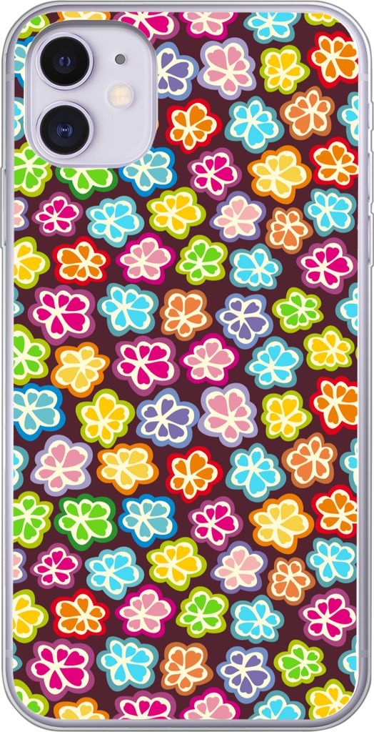 MuchoWow Handyhülle Schutzhülle Hülle für Telefoonhoesje iPhone 11 Mädchen - Blume - Schnittmuster - Mädchen - Kinder - Kinder Silikon Soft...