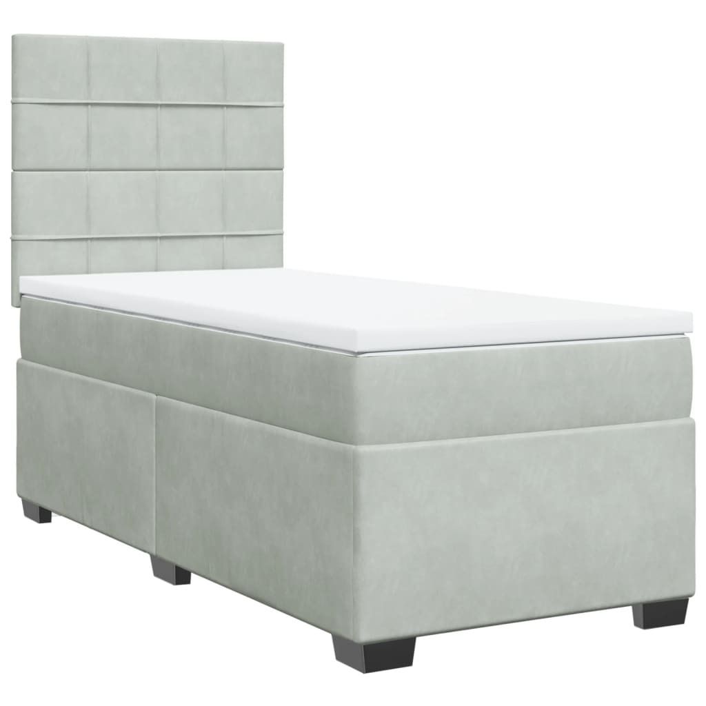 "SALE 2026"Boxspringbett - Einzelbett/Jugendbett mit Lattenrost - mit Matratze Hellgrau 80x200cm Samt - Klassische Betten DEMöbel901791