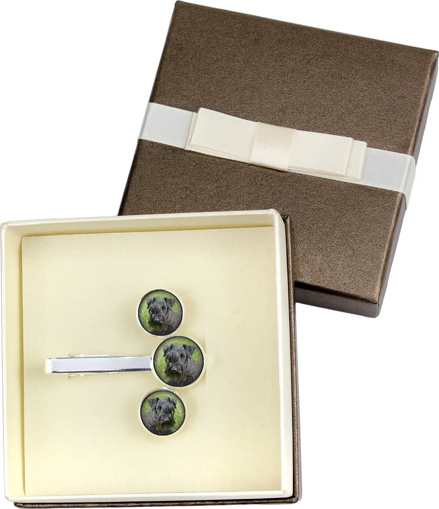 Set Regalo Uomo Terrier Ceco: Gemelli e Cravatta Art-Dog Handmade