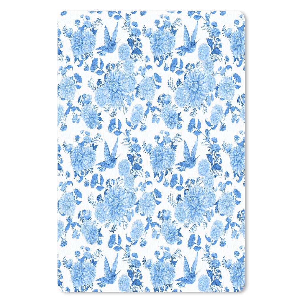 MuchoWow Mauspad Mousepad Blumen - Muster - Blau 40x60 cm - Mousepads - Maus Mat - Pad - Mausunterlage - Schreibtisch Accesoire