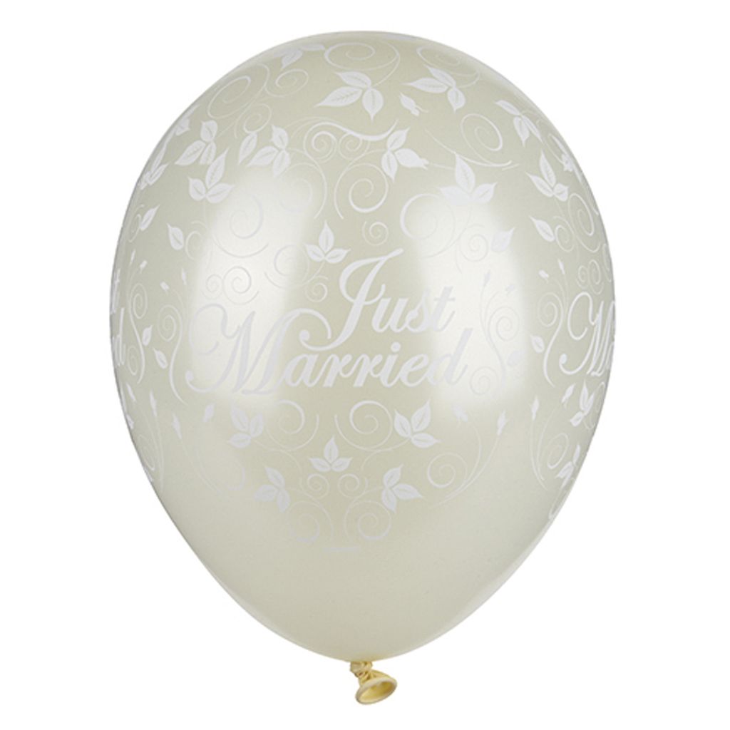 30 Luftballons Ø 29 cm elfenbein "Just Married" metallic Produktbild 