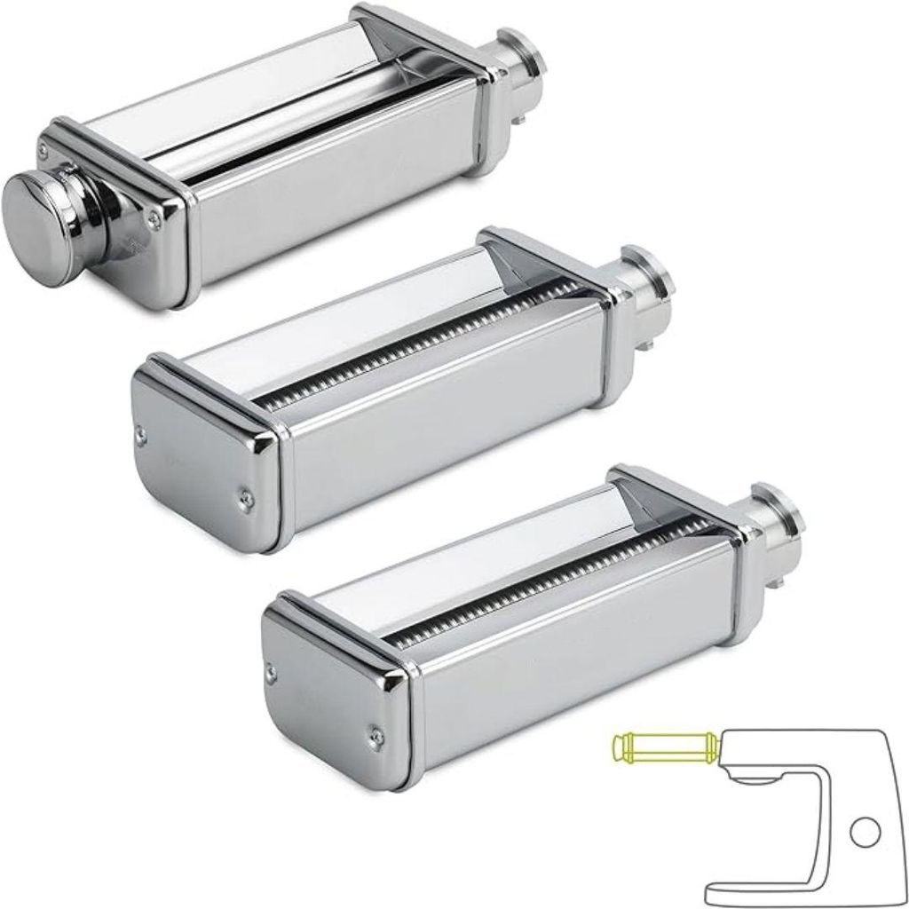 3er Für Kenwood MAX980ME Pasta-Set, Lasagne-Roller, Fettuccine- und Spaghetti-Schneideinsätze, Mit altem Universalstecker für die meisten Modelle