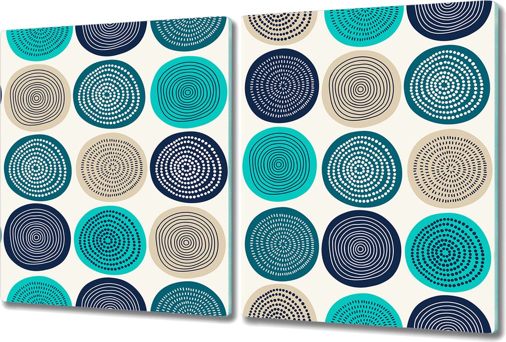 Glas Schneidebrett Herdabdeckplatten Schneideplatten - 2x 40x52 cm - Abstraktion Blau