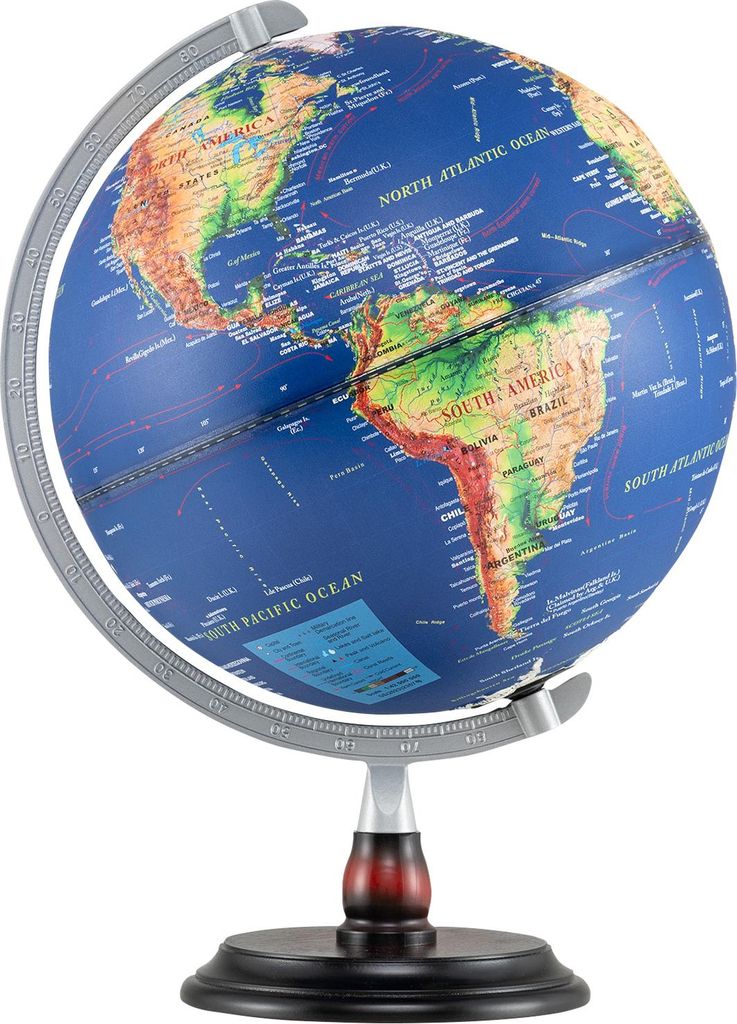 COSTWAY 30cm Globus beleuchtet, Englische Karte, 360° drehbar, Weltkugel mit Holzbasis, geographices Schülerglobus, Globus Deko, Leuchtglobus