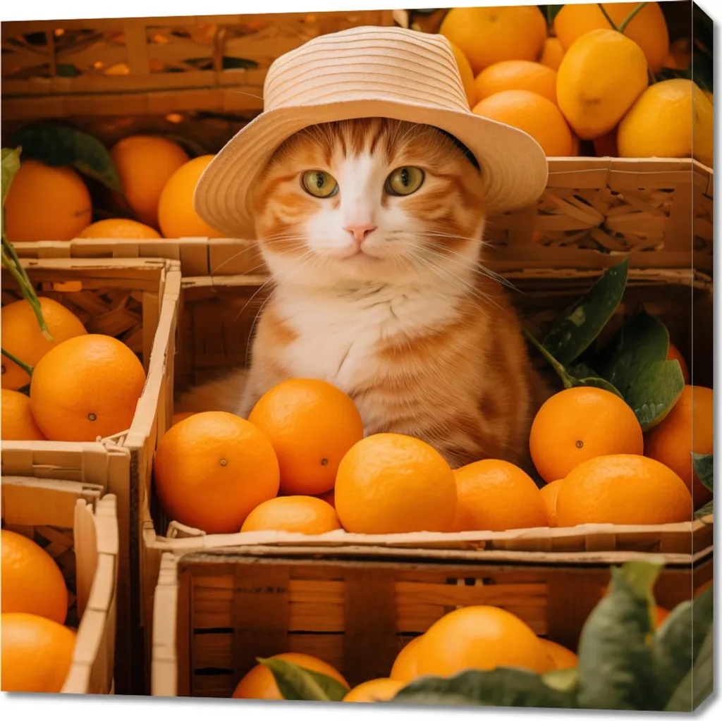 Tableau Chat 90x90 : Égayez vos Murs Blancs avec cette Toile Colorée
