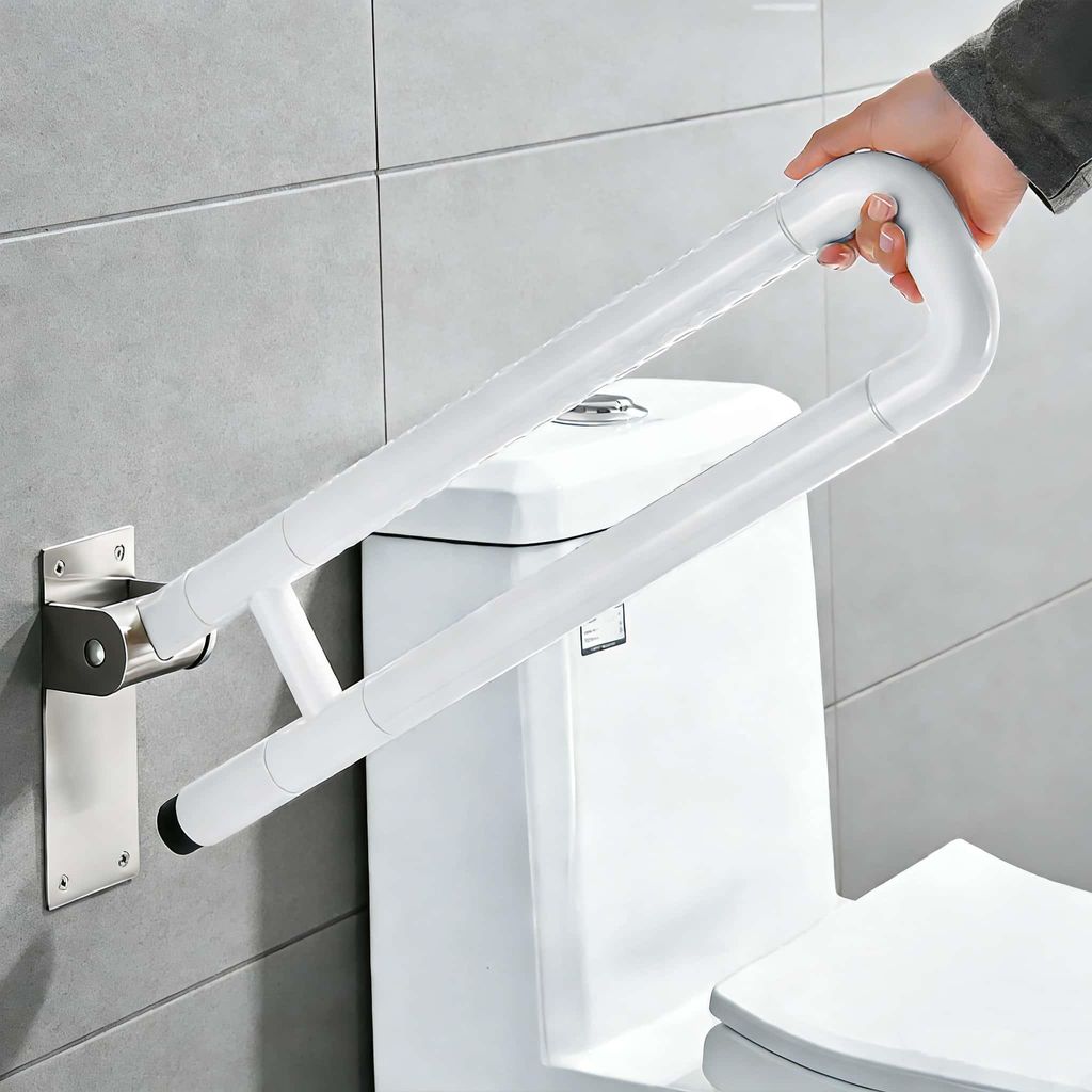Toiletten-Haltegriffe, Stützklappgriff, Sicherheits Aufstehhilfe Toiletten, Haltegriff für Senioren Schwangere, Rutschfest, Tragfähigkeit von 200kg