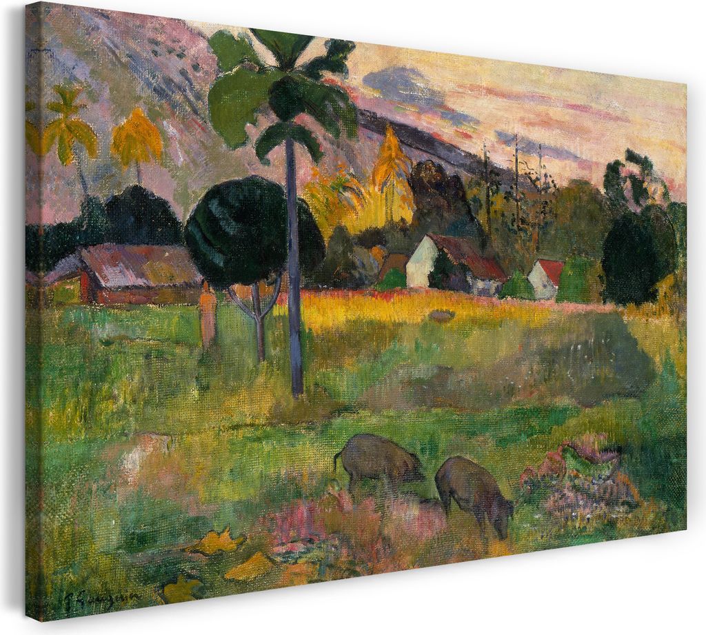 Leinwandbild (60x40cm): Paul Gauguin - Haere Mai, echter Holz-Keilrahmen inkl. Aufhänger, handgefertigt in Deutschland