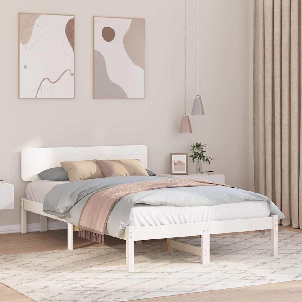 Maison Exclusive - Bettrahmen mit Kopfteil Weiß 120 x 200 cm Massives Kiefernholz