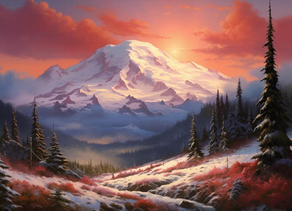 Poster 18x13cm Morgenrot-Gipfel