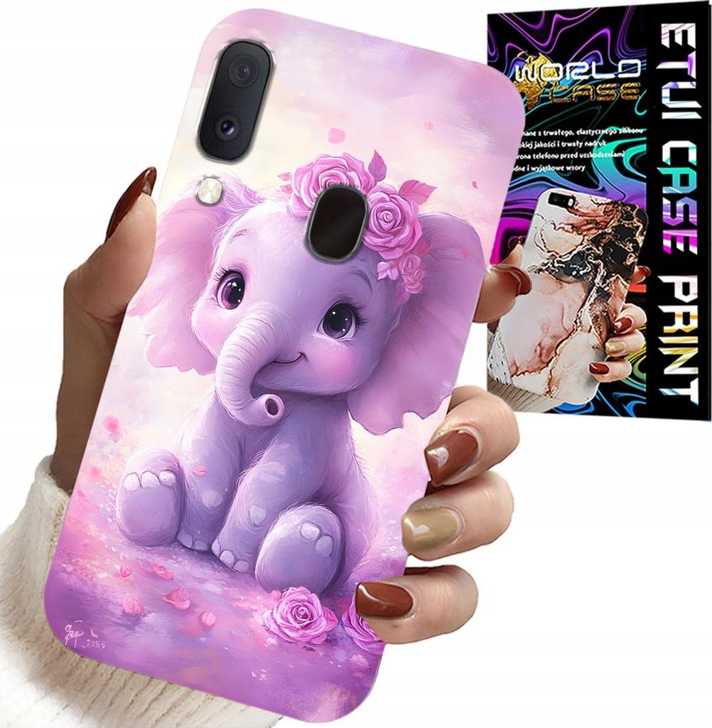 Hülle Für Samsung Galaxy A40 - Süsser Elefant Auf Rosa Hintergrund Hülle + Folie